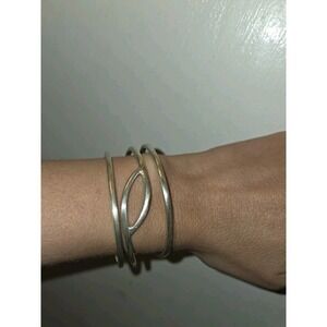 Vintage Sterling Silver 925 Asymmetrical Cuff Bracelet. Modernist. Sizeable.6 in